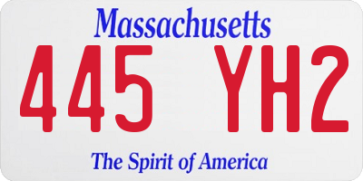 MA license plate 445YH2