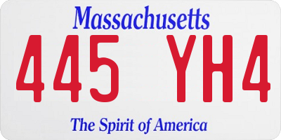 MA license plate 445YH4