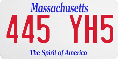 MA license plate 445YH5