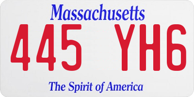 MA license plate 445YH6