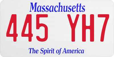 MA license plate 445YH7