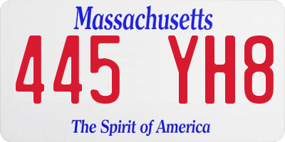 MA license plate 445YH8