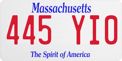 MA license plate 445YI0