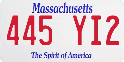 MA license plate 445YI2