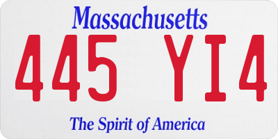 MA license plate 445YI4