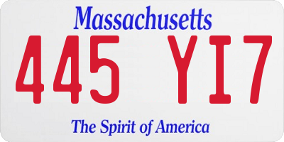MA license plate 445YI7