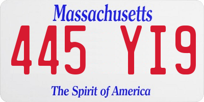 MA license plate 445YI9