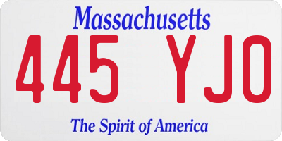 MA license plate 445YJ0