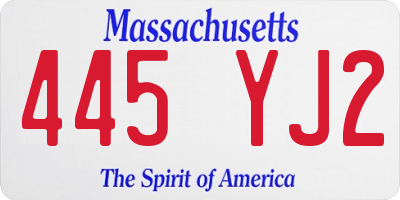MA license plate 445YJ2