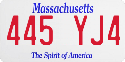 MA license plate 445YJ4