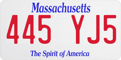 MA license plate 445YJ5