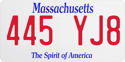 MA license plate 445YJ8