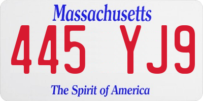 MA license plate 445YJ9