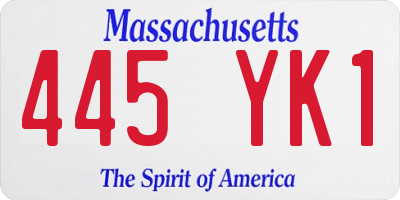 MA license plate 445YK1