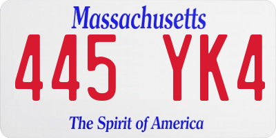 MA license plate 445YK4