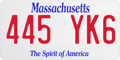 MA license plate 445YK6