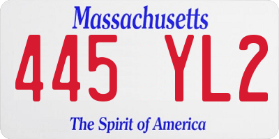 MA license plate 445YL2