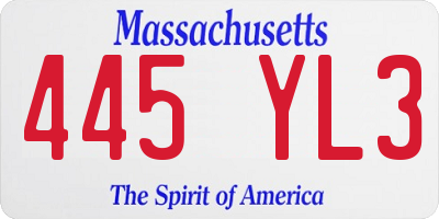 MA license plate 445YL3