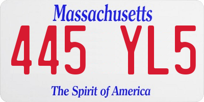 MA license plate 445YL5