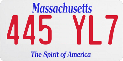 MA license plate 445YL7