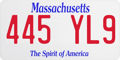 MA license plate 445YL9