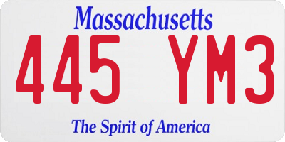 MA license plate 445YM3