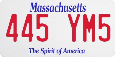 MA license plate 445YM5