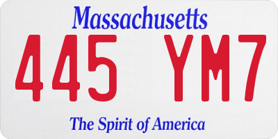 MA license plate 445YM7