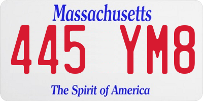 MA license plate 445YM8