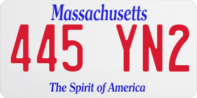 MA license plate 445YN2