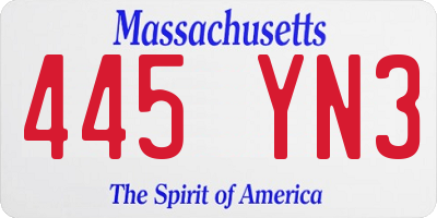 MA license plate 445YN3