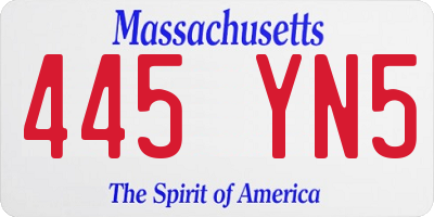 MA license plate 445YN5