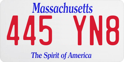 MA license plate 445YN8