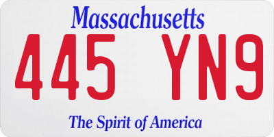 MA license plate 445YN9