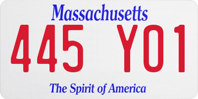 MA license plate 445YO1