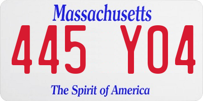 MA license plate 445YO4