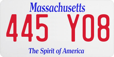 MA license plate 445YO8