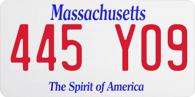 MA license plate 445YO9