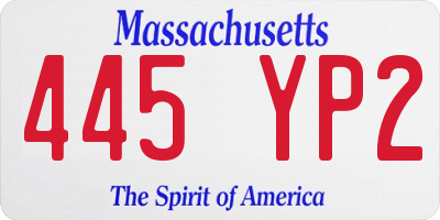 MA license plate 445YP2