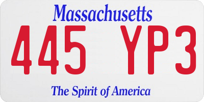 MA license plate 445YP3