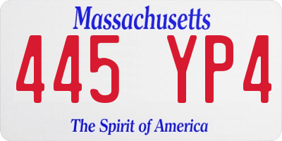 MA license plate 445YP4