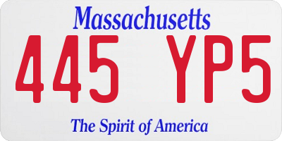 MA license plate 445YP5