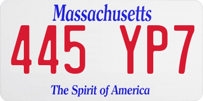 MA license plate 445YP7