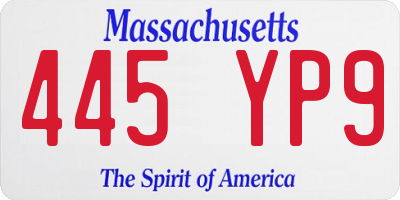 MA license plate 445YP9