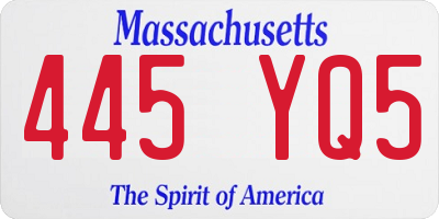 MA license plate 445YQ5