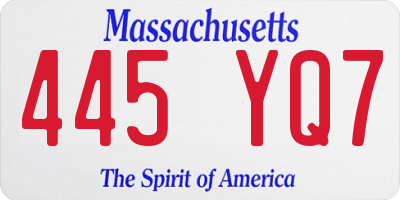 MA license plate 445YQ7