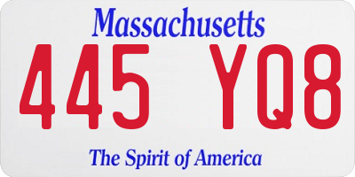 MA license plate 445YQ8