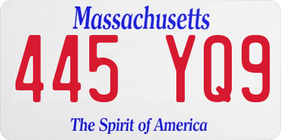 MA license plate 445YQ9