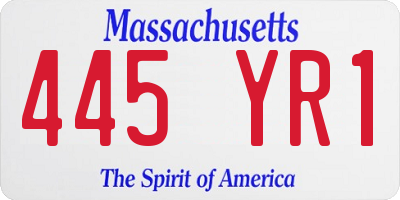 MA license plate 445YR1