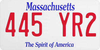 MA license plate 445YR2